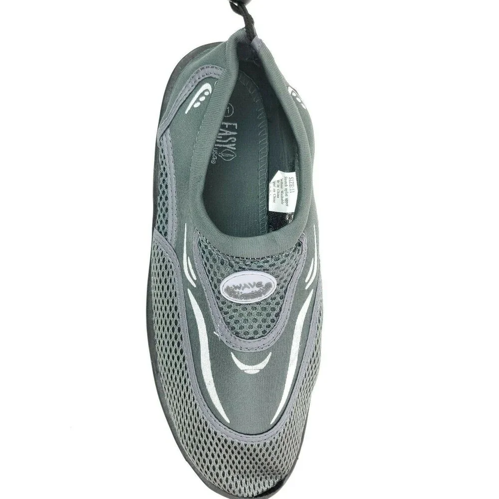 Men's Water Shoes Easy USA Wave Aqua Shoes Beach. Sauna, Gym, Grey Size 11